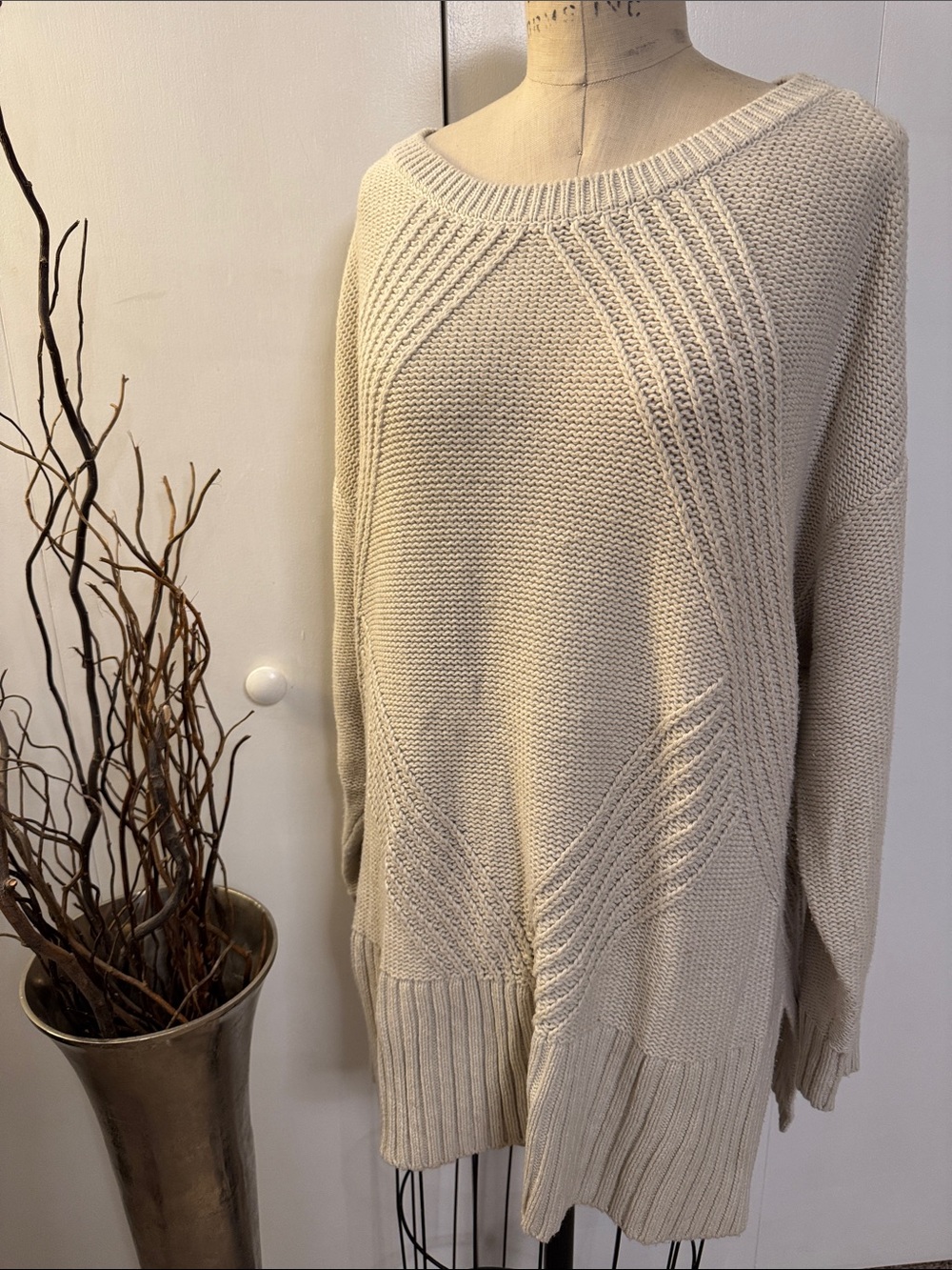 a.n.a Cream Boatneck Knit Sweater